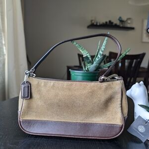 Coach Tan and Brown Suede Shoulder Bag
